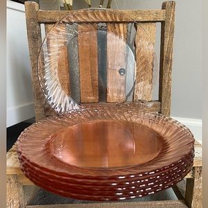 Arcoroc France Rosaline Pink Swirl Plates Set of 6